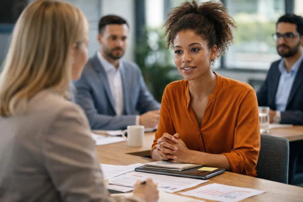 Student displaying professional maturity during an interview