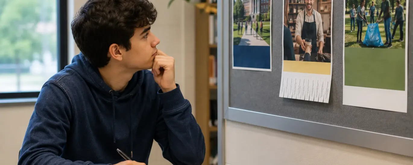 Student considering education and career opportunities