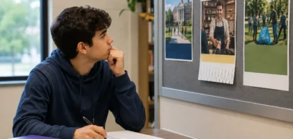 Student considering education and career opportunities