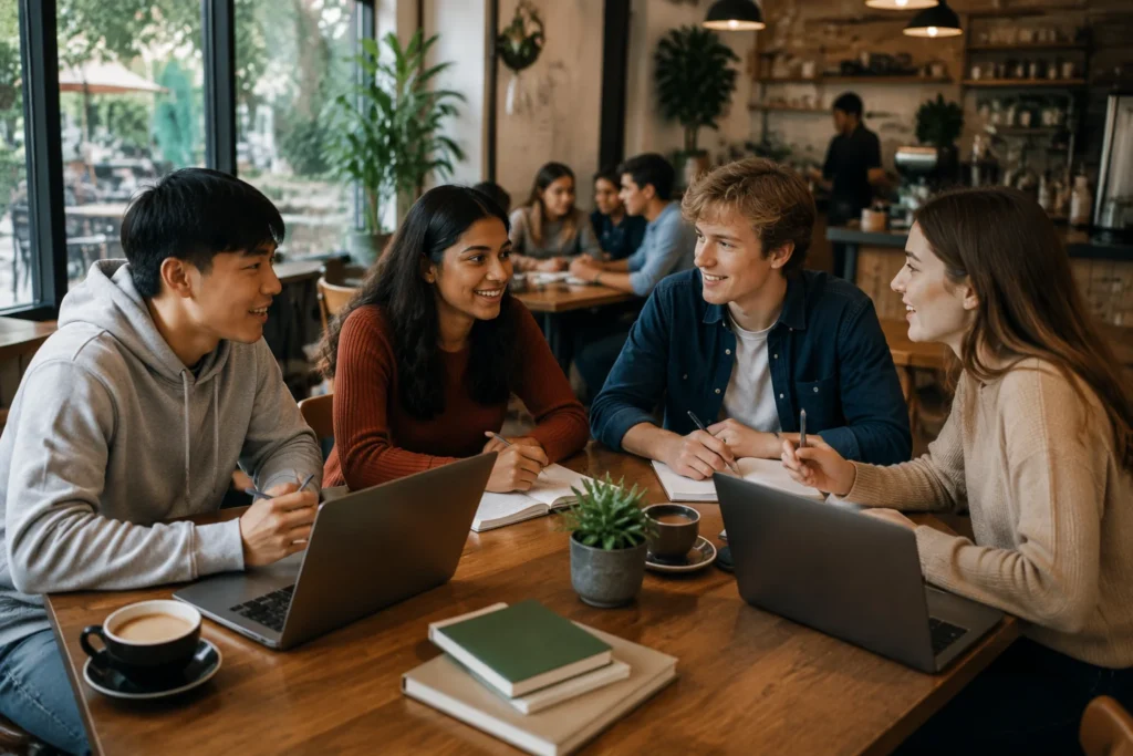 Students sharing a friendly debate